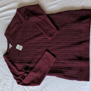 NWT J Jill Burgundy Quilted Pullover Sweater